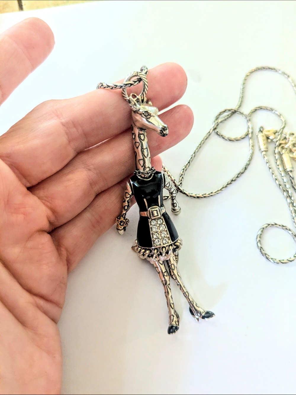 Delightful BRIGHTON "Geri Giraffe" Articulated Crystal Pendant Necklace